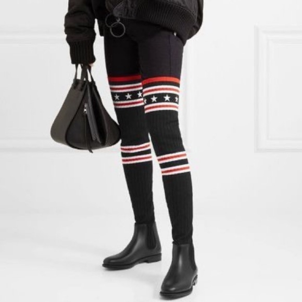 Givenchy. Storm rubber and ribbed-knit thigh sock boots